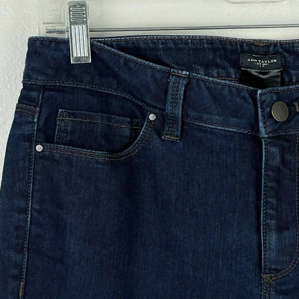 Ann Taylor Jeans Women's Sz 6 Curvy Skinny Fit Mid Rise Dark Wash Denim Blue - Picture 6 of 9
